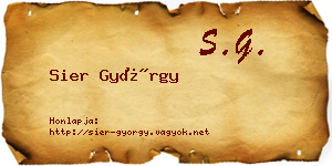 Sier György névjegykártya